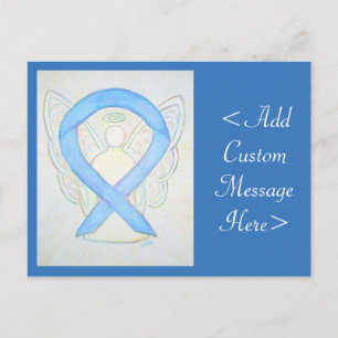 Light Blue Awareness Ribbon Angel Custom Postcard