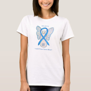 Light Blue Awareness Ribbon Angel Custom Shirts