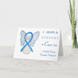 Light Blue Awareness Ribbon Angel Greeting Cards