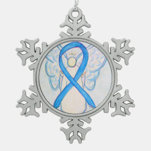 Light Blue Awareness Ribbon Angel Ornament