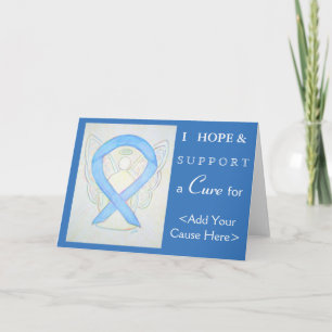 Light Blue Awareness Ribbon Art Greeting Cards