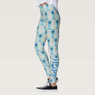 Light Blue Awareness Ribbon Butterfly Art Leggings