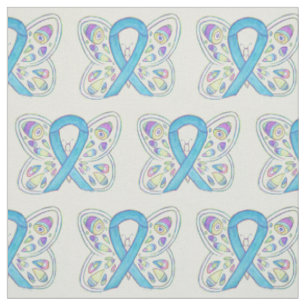 Light Blue Awareness Ribbon Butterfly Art Material Fabric