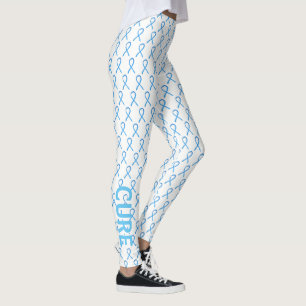 Light Blue Awareness Ribbon Custom Words Leggings