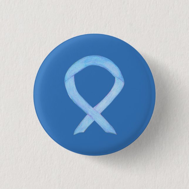 Light Blue Awareness Ribbon Customised Pin Buttons (Front)
