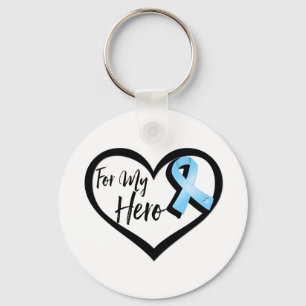 Light Blue Awareness Ribbon For My Hero Key Ring