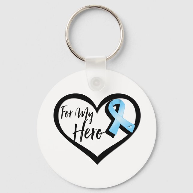 Light Blue Awareness Ribbon For My Hero Key Ring (Front)