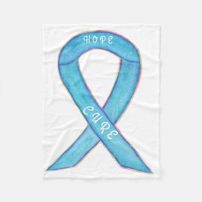 Light Blue Awareness Ribbon Hope Cure Blanket (Front)