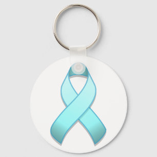 Light Blue Awareness Ribbon Keychain