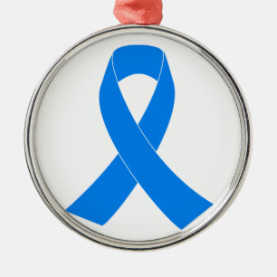 Light Blue Awareness Ribbon Metal Tree Decoration