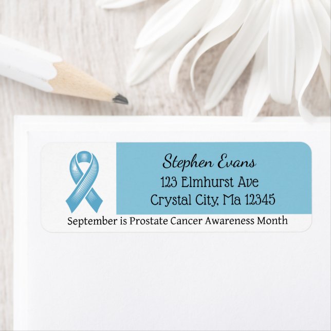 Light Blue Awareness Ribbon Return Address Label (Insitu)