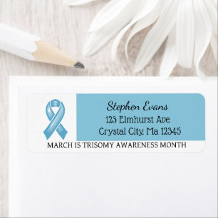 Light Blue Awareness Ribbon Return Address Label