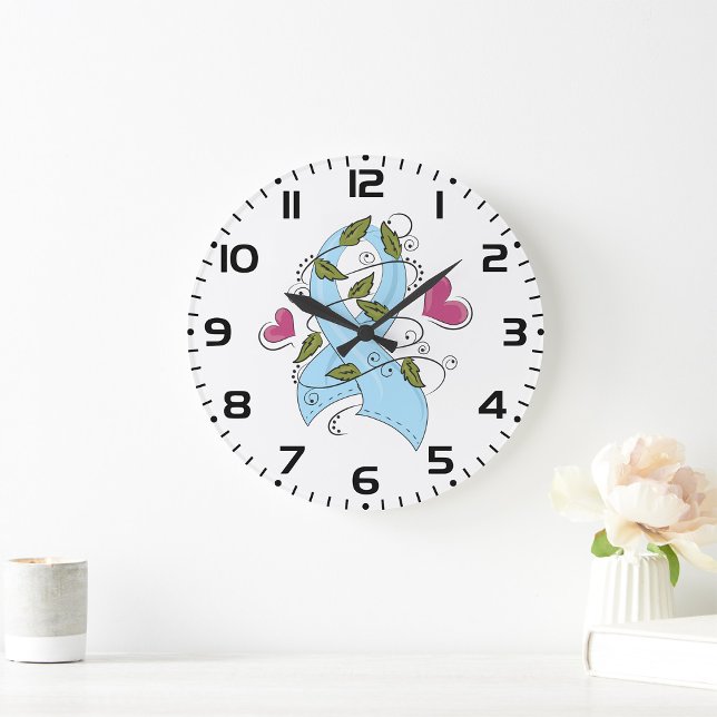 Light Blue Awareness Ribbon Support and Hope Large Clock (Creator Uploaded)