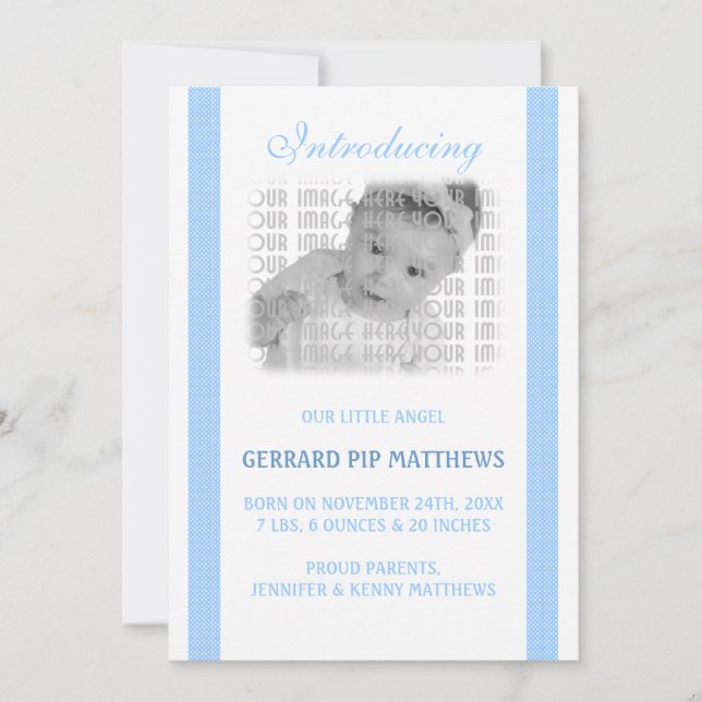 Light Blue Baby Boy Birth Announcement (Front)