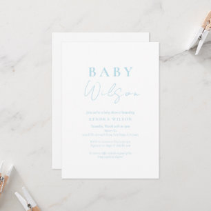 Light Blue Baby Boy Simple Baby Shower Invitation
