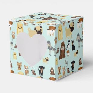 light blue background dogs pattern. favour box