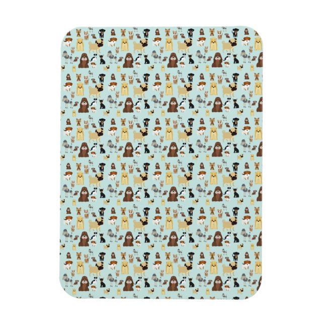 light blue background dogs pattern. magnet (Vertical)