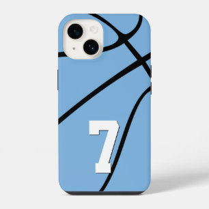 Light Blue Basketball Custom Player Number Sports iPhone 14 Case