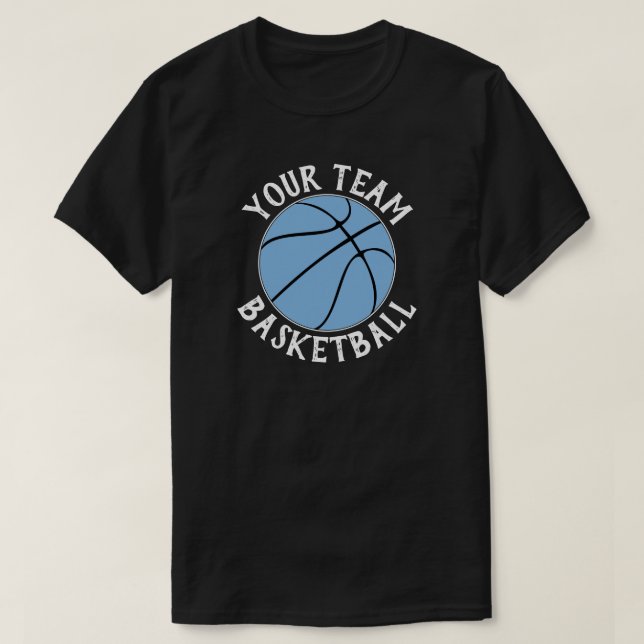 Light Blue Basketball Team Player Name and Number  T-Shirt (Design Front)