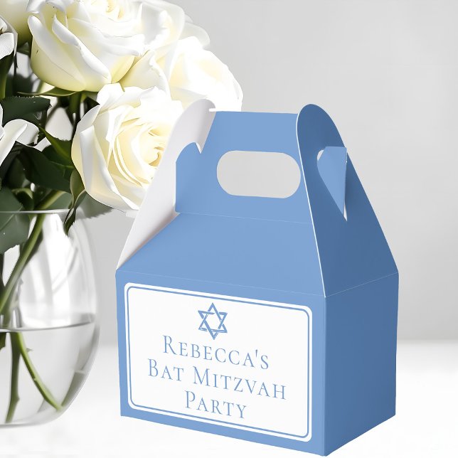 Light Blue Bat Mitzvah Party Star of David Favour Box (Creator Uploaded)