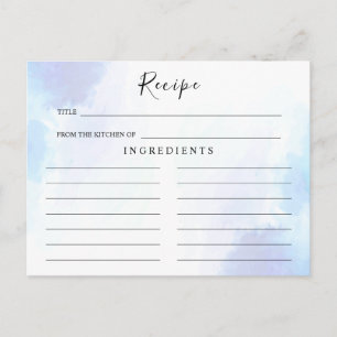 Light Blue, Beach Wedding Recipe Card