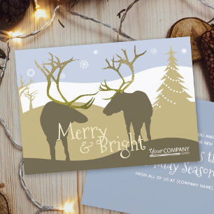Light Blue, Beige Reindeer Antlers Company Logo Invitation