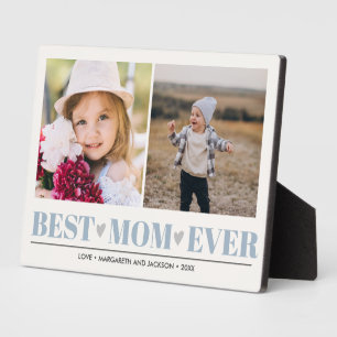 Light Blue BEST MOM EVER collage 2 Photo   Plaque