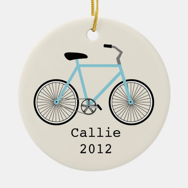 Light Blue Bicycle Personalised Ornament (Front)