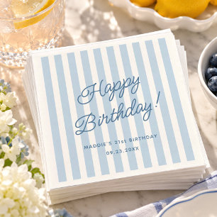 Light Blue Birthday Coastal Chic Custom Name Napkin
