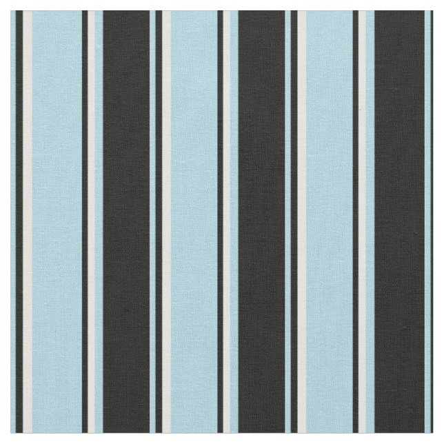 Light Blue, Black & Light Cyan Coloured Lines Fabric (Close Up)