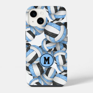 Light blue black monogrammed girls volleyball iPhone 14 case