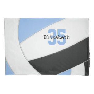 light blue black personalised volleyball pillowcase
