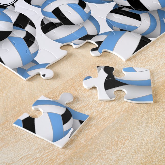 light blue black team colours volleyballs pattern jigsaw puzzle (Side)