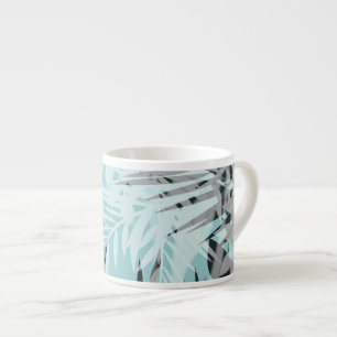 Light blue black tropical pattern espresso cup