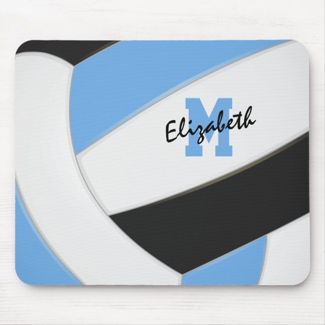 light blue black volleyball team colours mouse pad (Front)