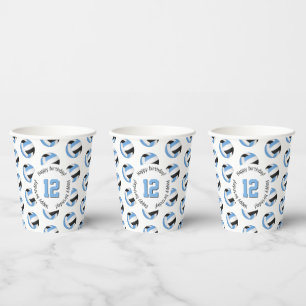 light blue black volleyballs birthday party paper cups