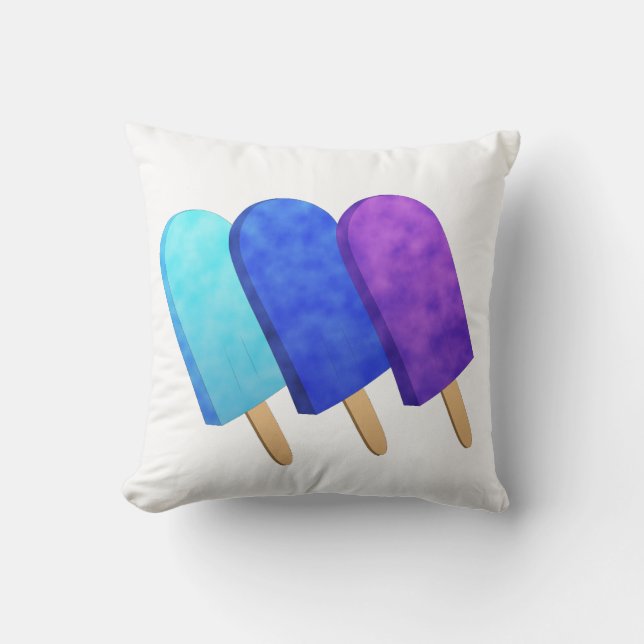 Light Blue, Blue, and Purple Ice Pops Cushion (Front)