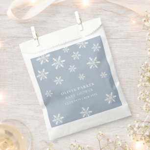 Light Blue Boho Winter Snowflake Baby Shower Favour Bag