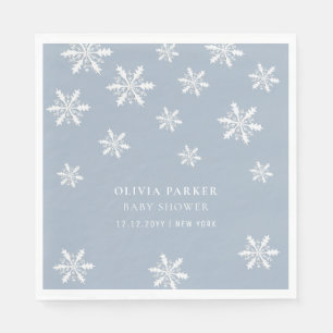 Light Blue Boho Winter Snowflake Baby Shower Napkin