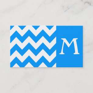Light Blue Bold Chevron Monogram Business Card