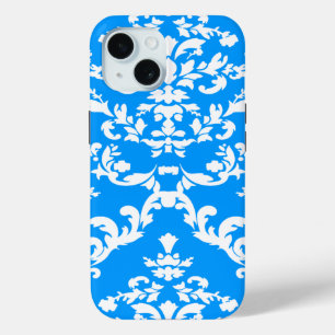 Light Blue Bold Damask @ Emporiomoffa iPhone 15 Case