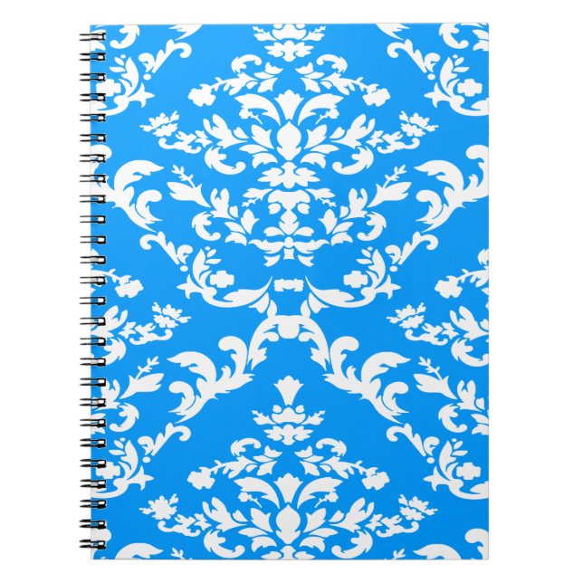 Light Blue Bold Mod Damask Notebook (Front)
