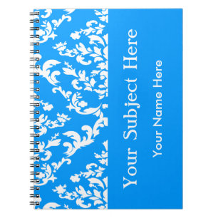 Light Blue Bold Mod Damask w/ custom text Notebook