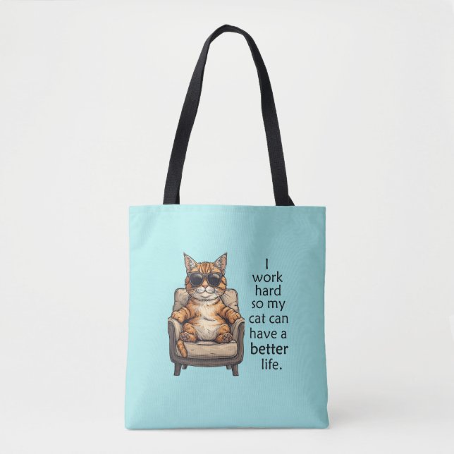 Light Blue Boss Cat Adorable Tote (Front)