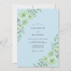 Light Blue Botanical Bloom Wedding Invitation