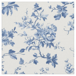 Light Blue Botanical Toile Pattern Fabric