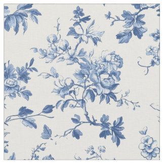 Light Blue Botanical Toile Pattern Fabric