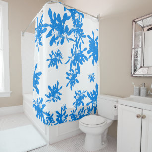 Light Blue Botanicals Shower Curtain
