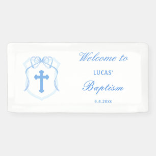 Light Blue Bow Crest Baptism Banner