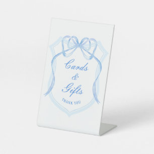 Light Blue Bow Crest Cards & Gifts Pedestal Sign